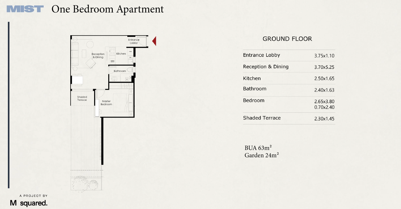 Floor plan for apartment at Mist