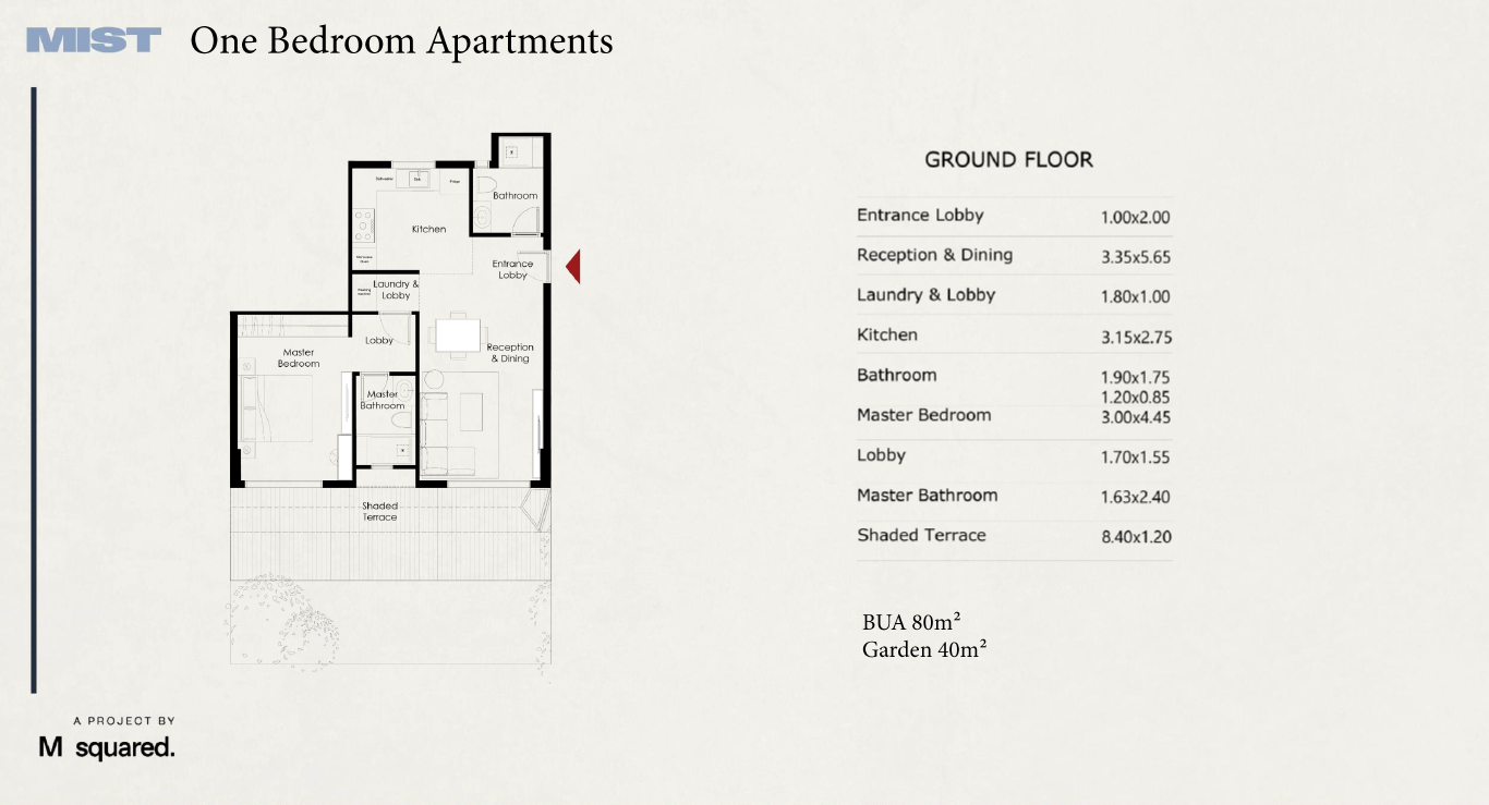 Floor plan for apartment at Mist