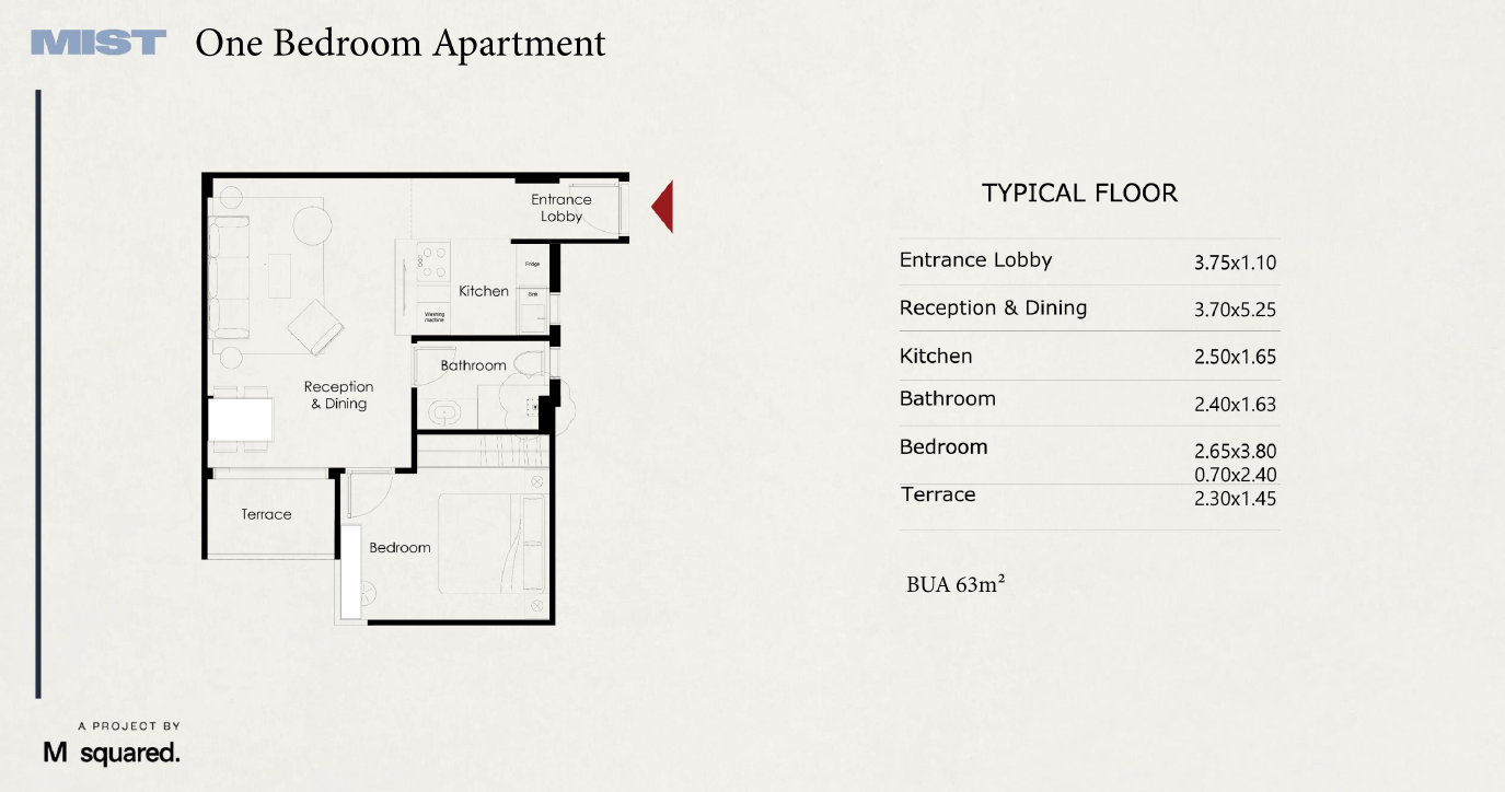 Floor plan for apartment at Mist