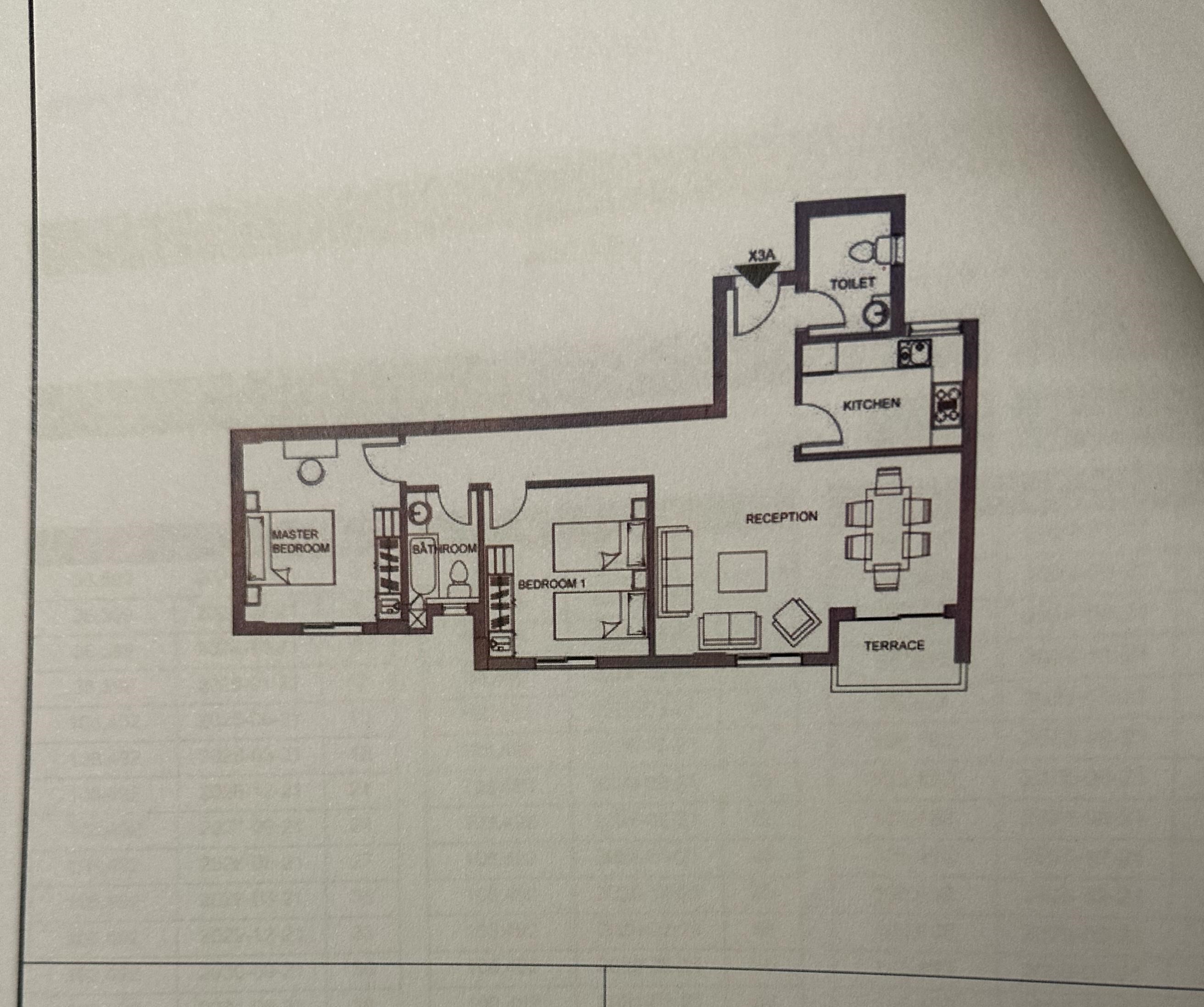 Floor plan for apartment at Sarai