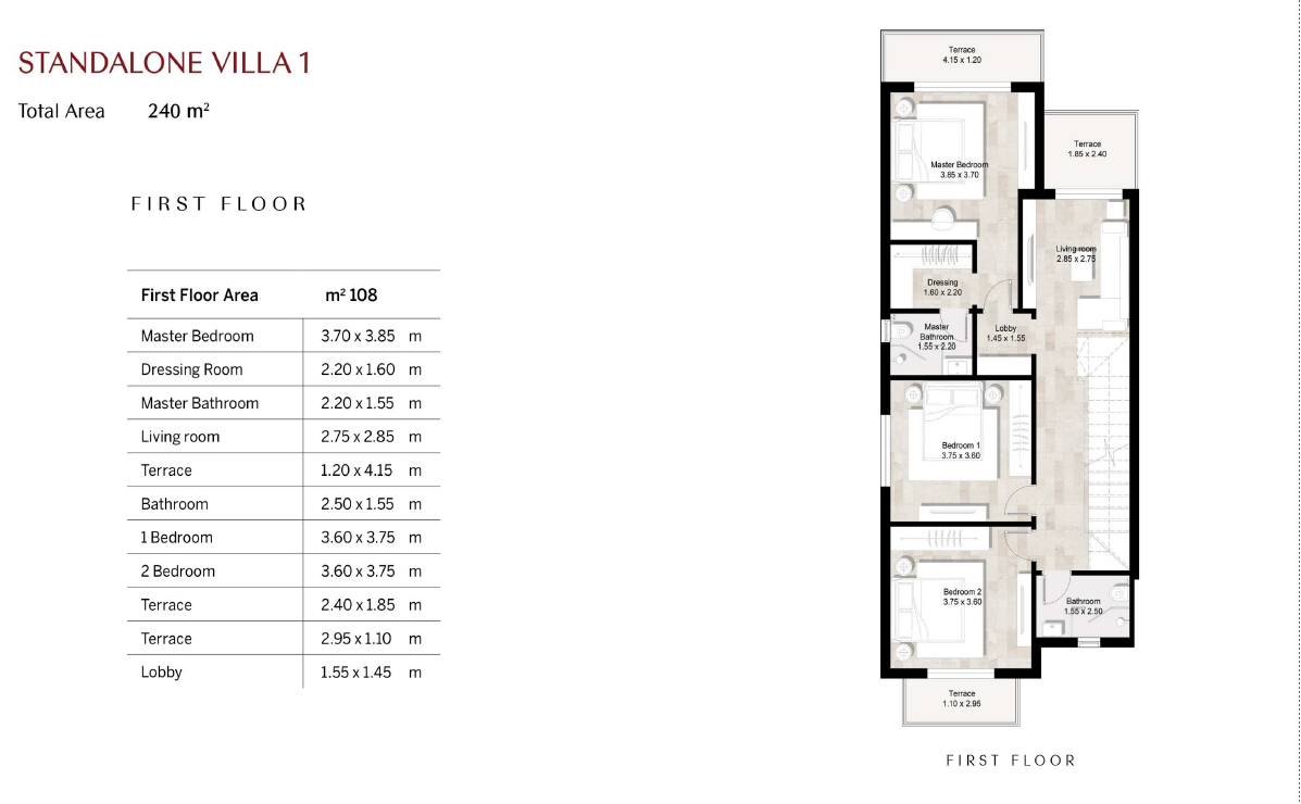 Floor plan for villa at Hyde Park Central
