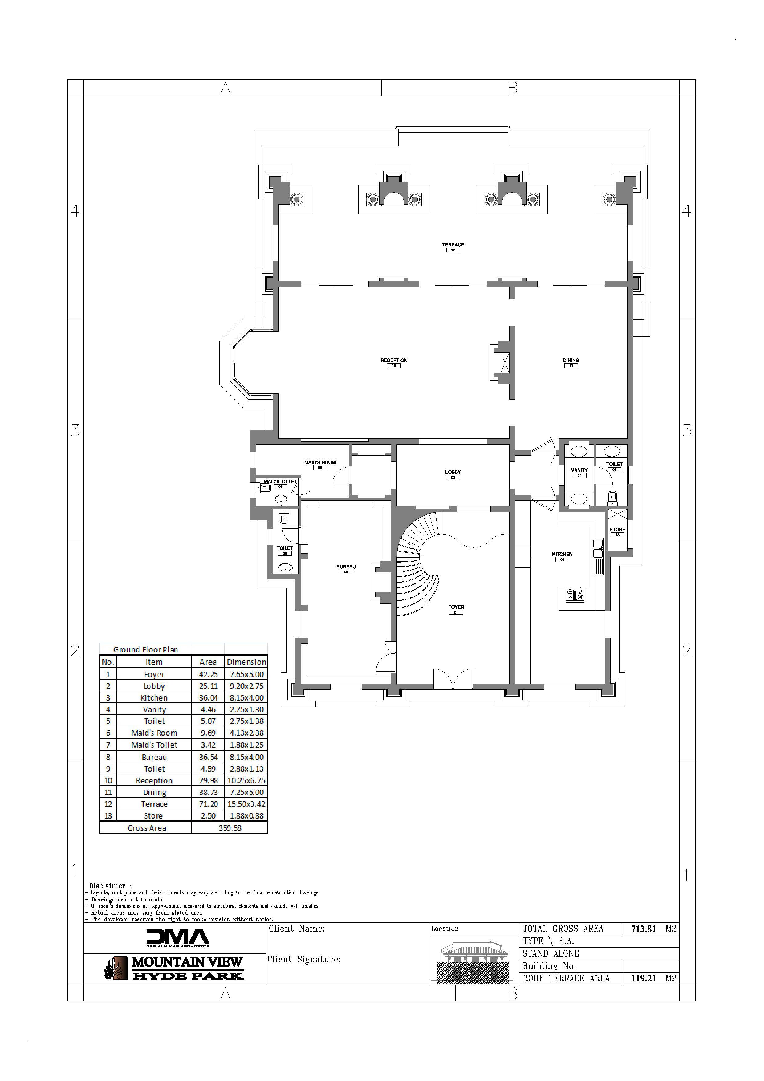Floor plan for villa at Mountain View Hyde Park