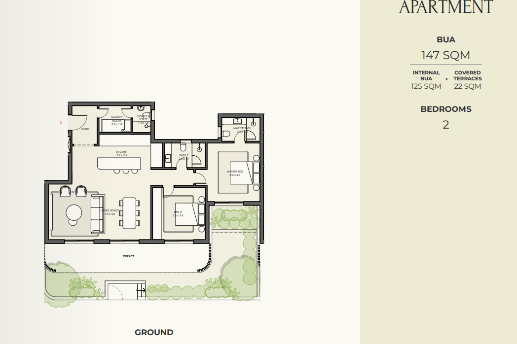 Floor plan for apartment at Crescent Walk