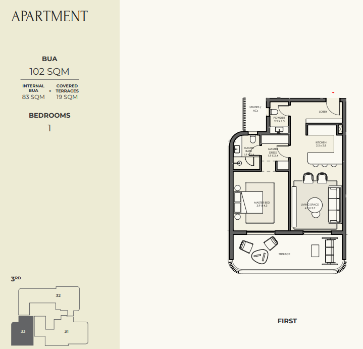Floor plan for apartment at Crescent Walk