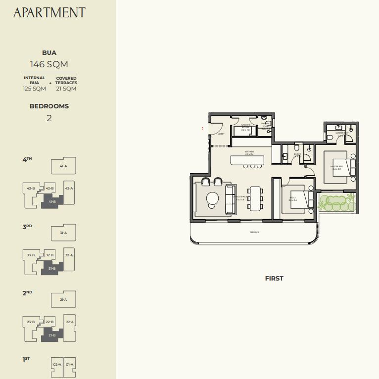 Floor plan for apartment at Crescent Walk