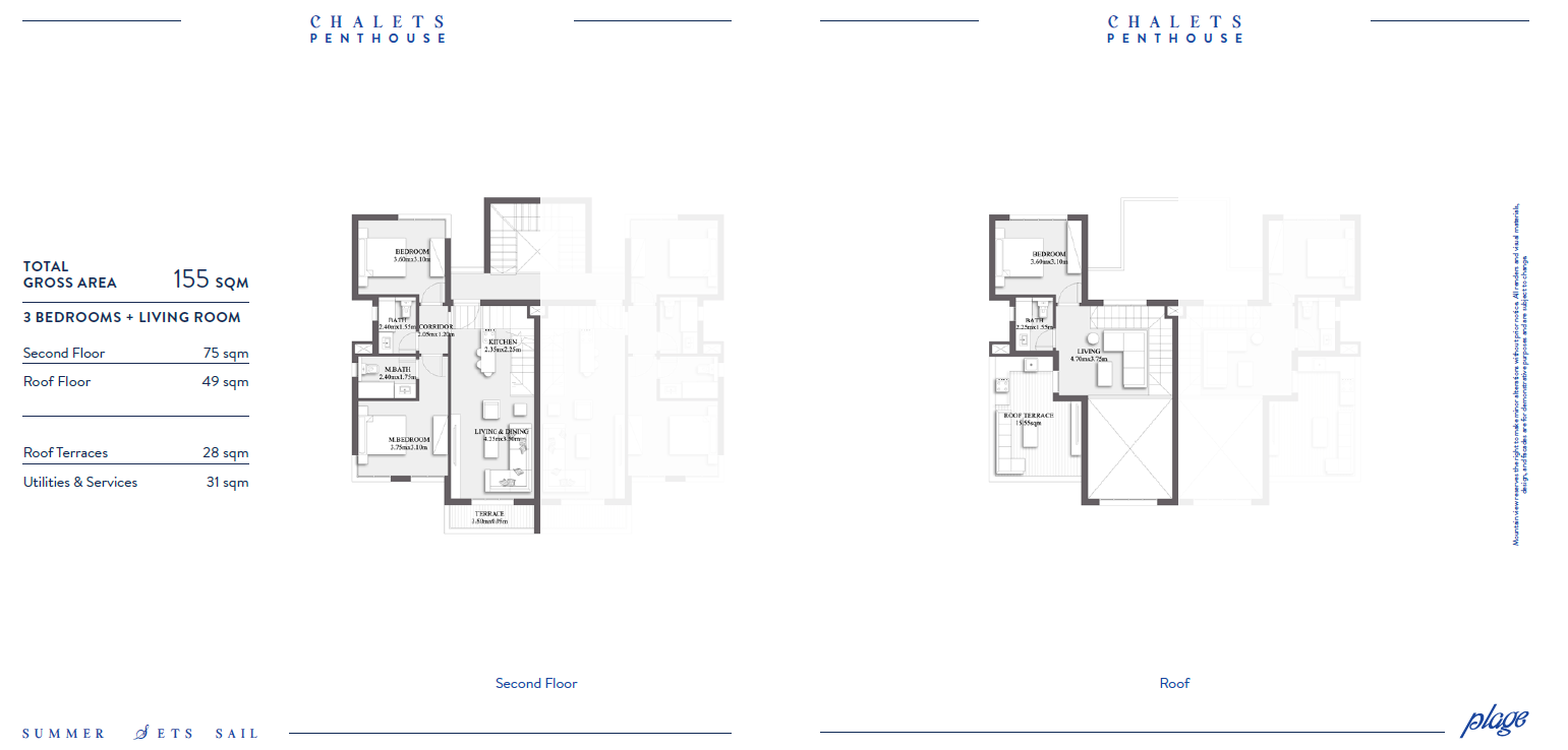 Floor plan for penthouse at Plage