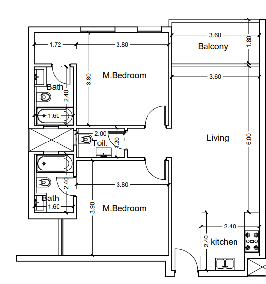 Floor plan for chalet at Cali Coast Ras El Hekma