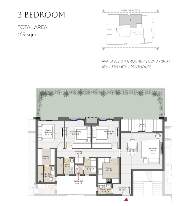 Floor plan for penthouse at Sapphire Golf Residences