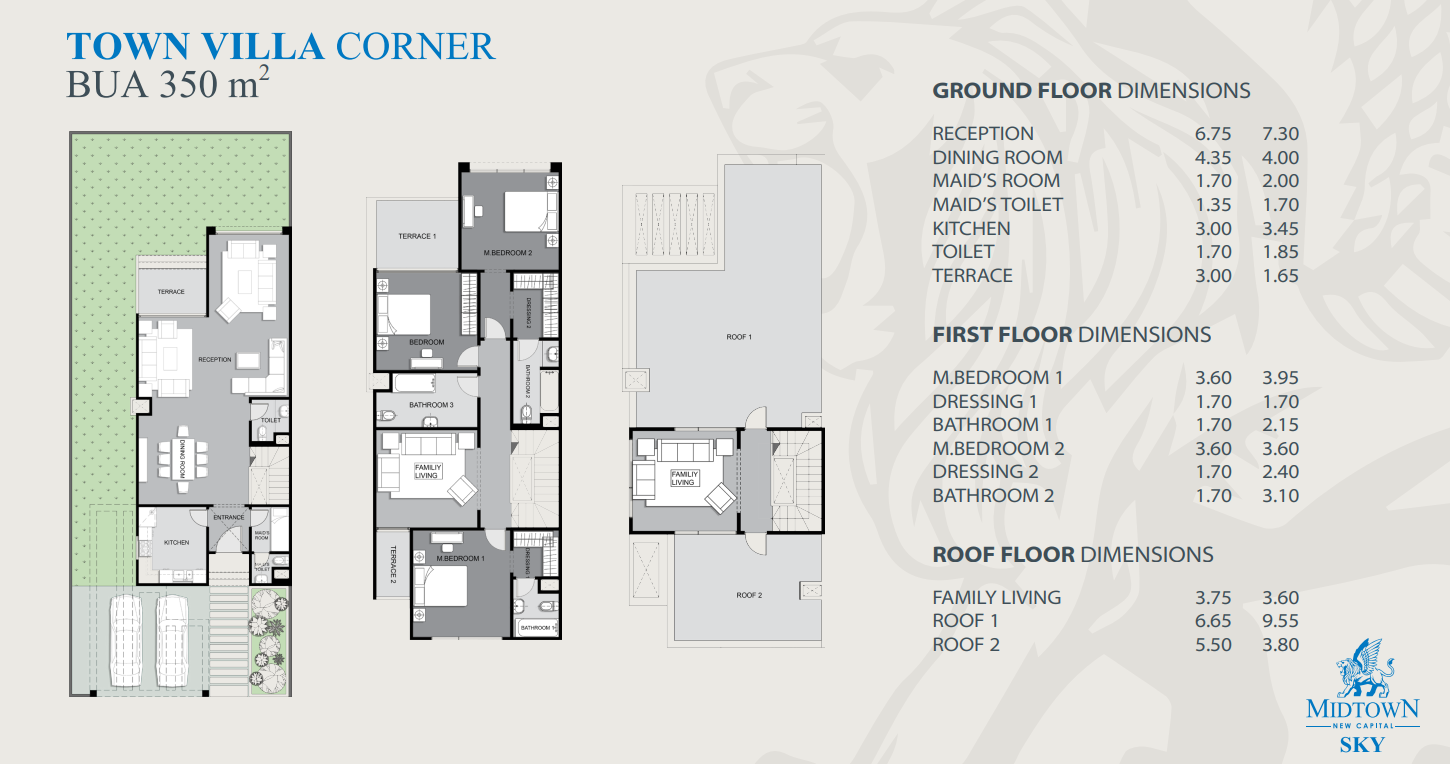 Floor plan for townhouse at Midtown Sky