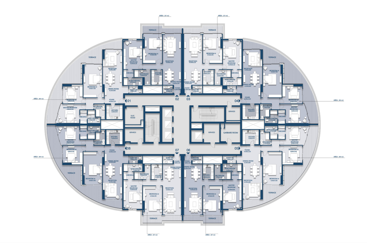 Floor plan for apartment at Beach Front Towers