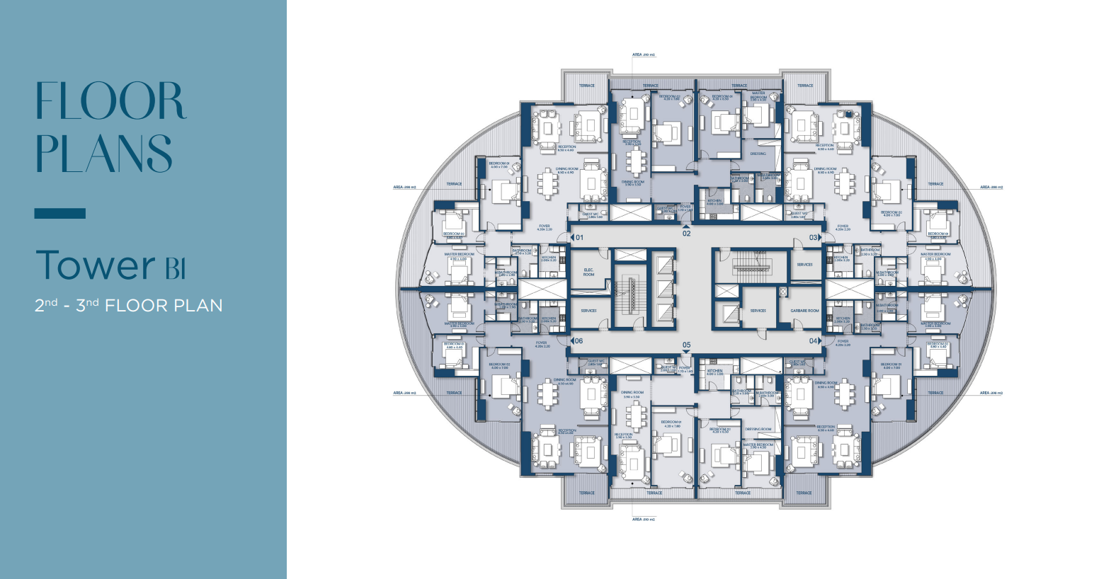 Floor plan for apartment at Beach Front Towers