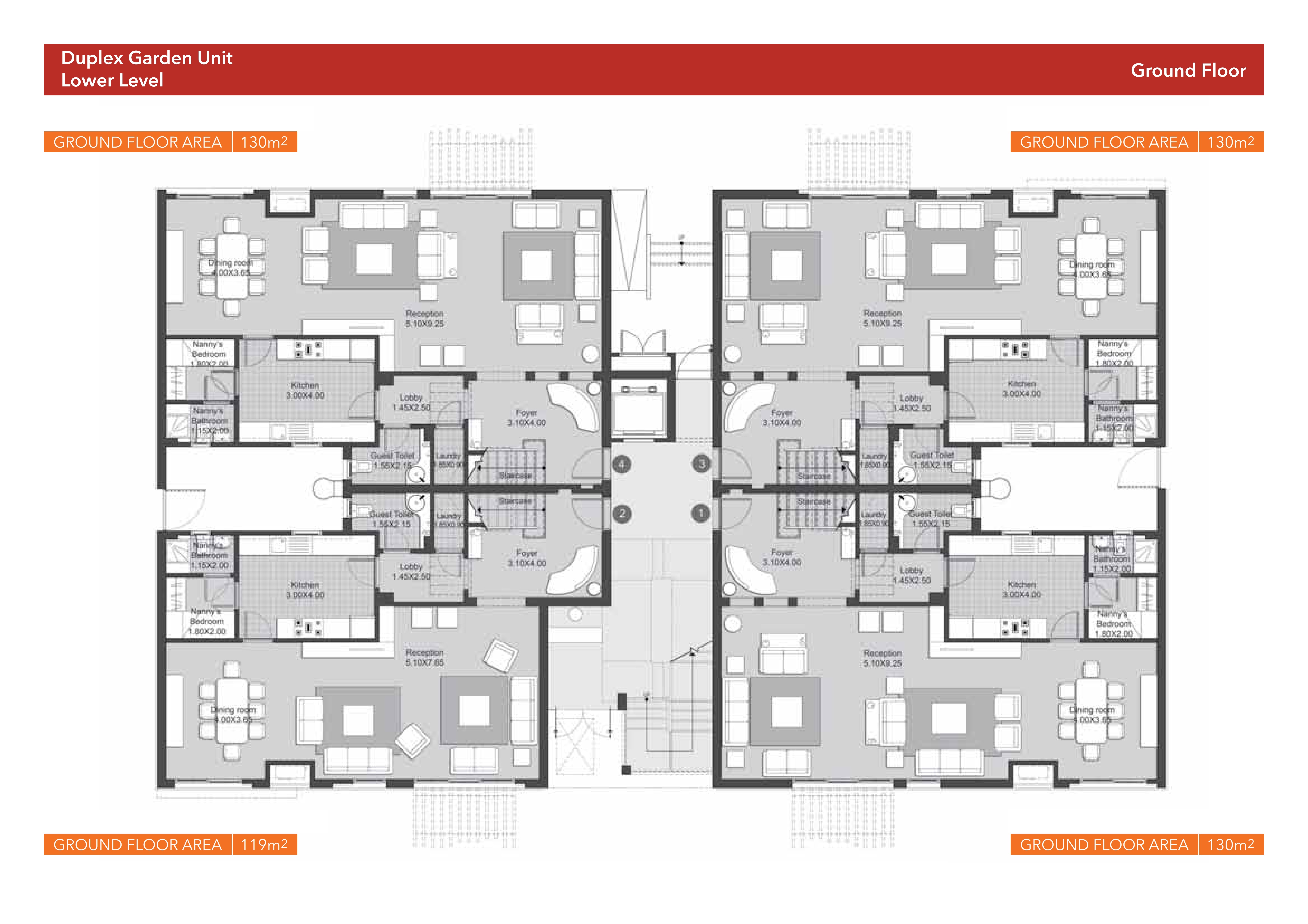 Floor plan for duplex at Eastown Residence