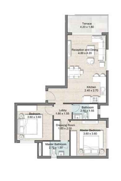 Floor plan for chalet at Hyde Park North - Seashore