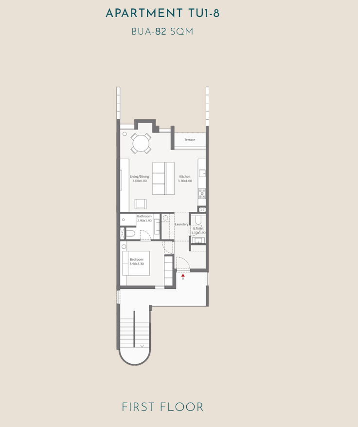 Floor plan for apartment at Tuban El Gouna