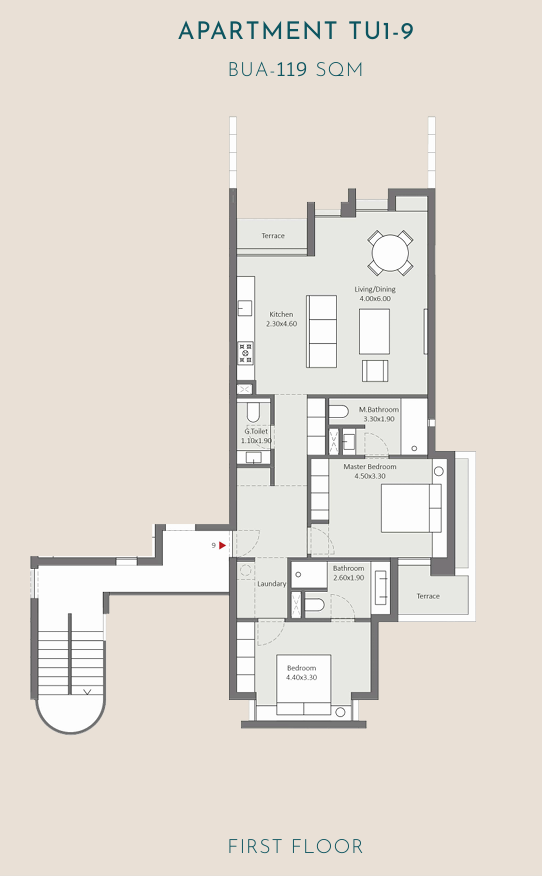 Floor plan for apartment at Tuban El Gouna