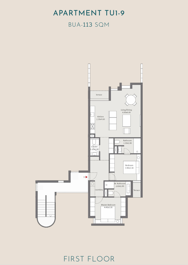 Floor plan for apartment at Tuban El Gouna