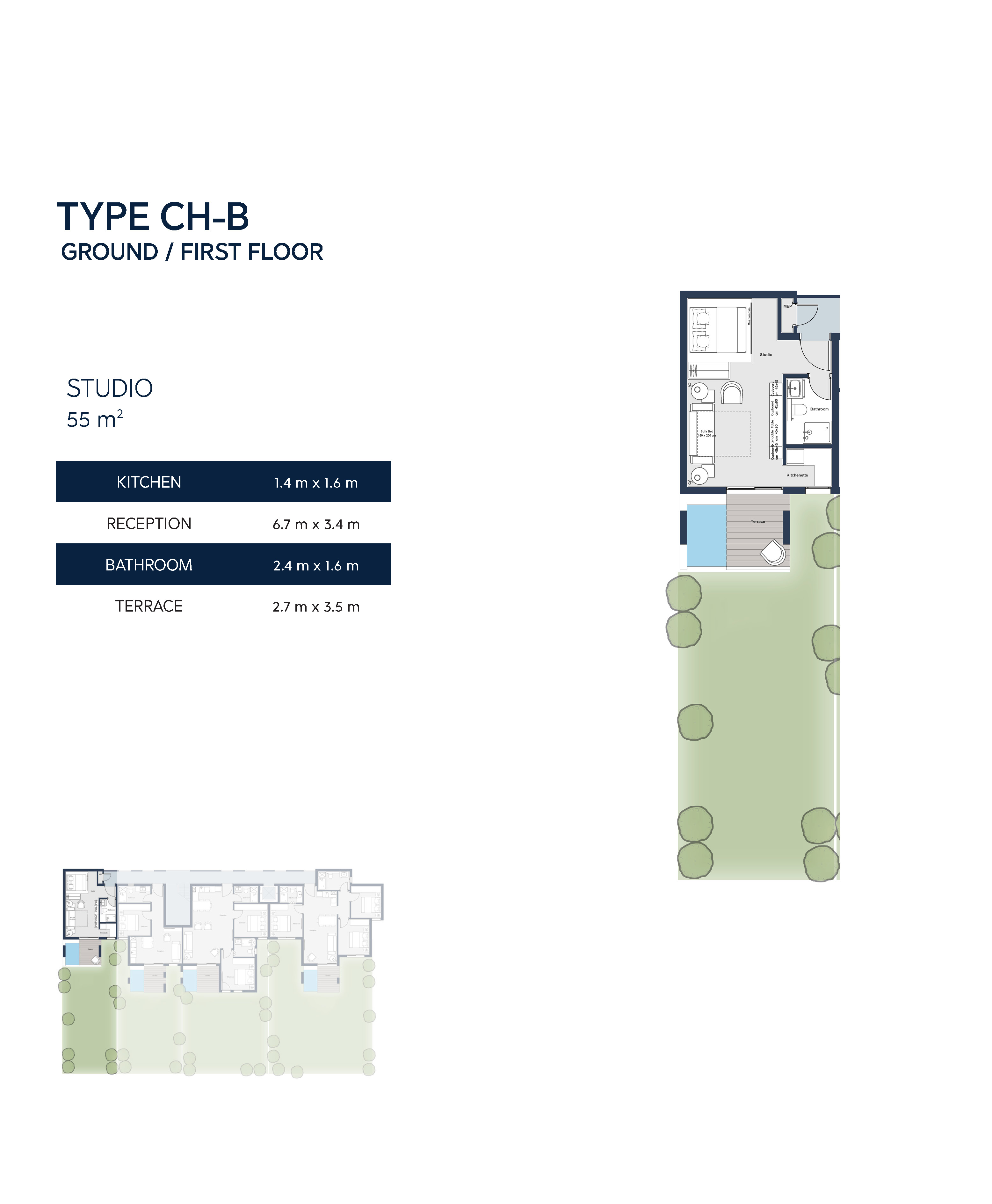 Floor plan for studio at Il Monte Galala