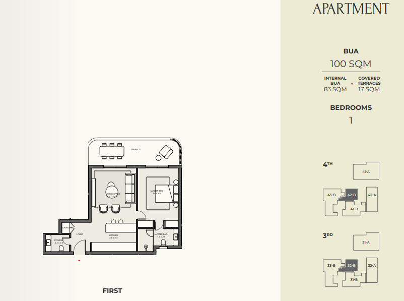Floor plan for apartment at Crescent Walk