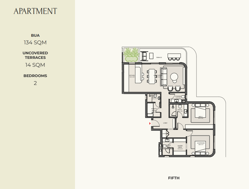 Floor plan for apartment at Crescent Walk