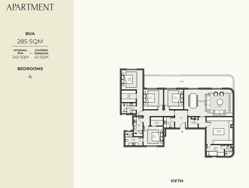 Floor plan for apartment at Crescent Walk