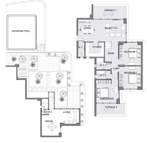 Floor plan for penthouse at Serrano