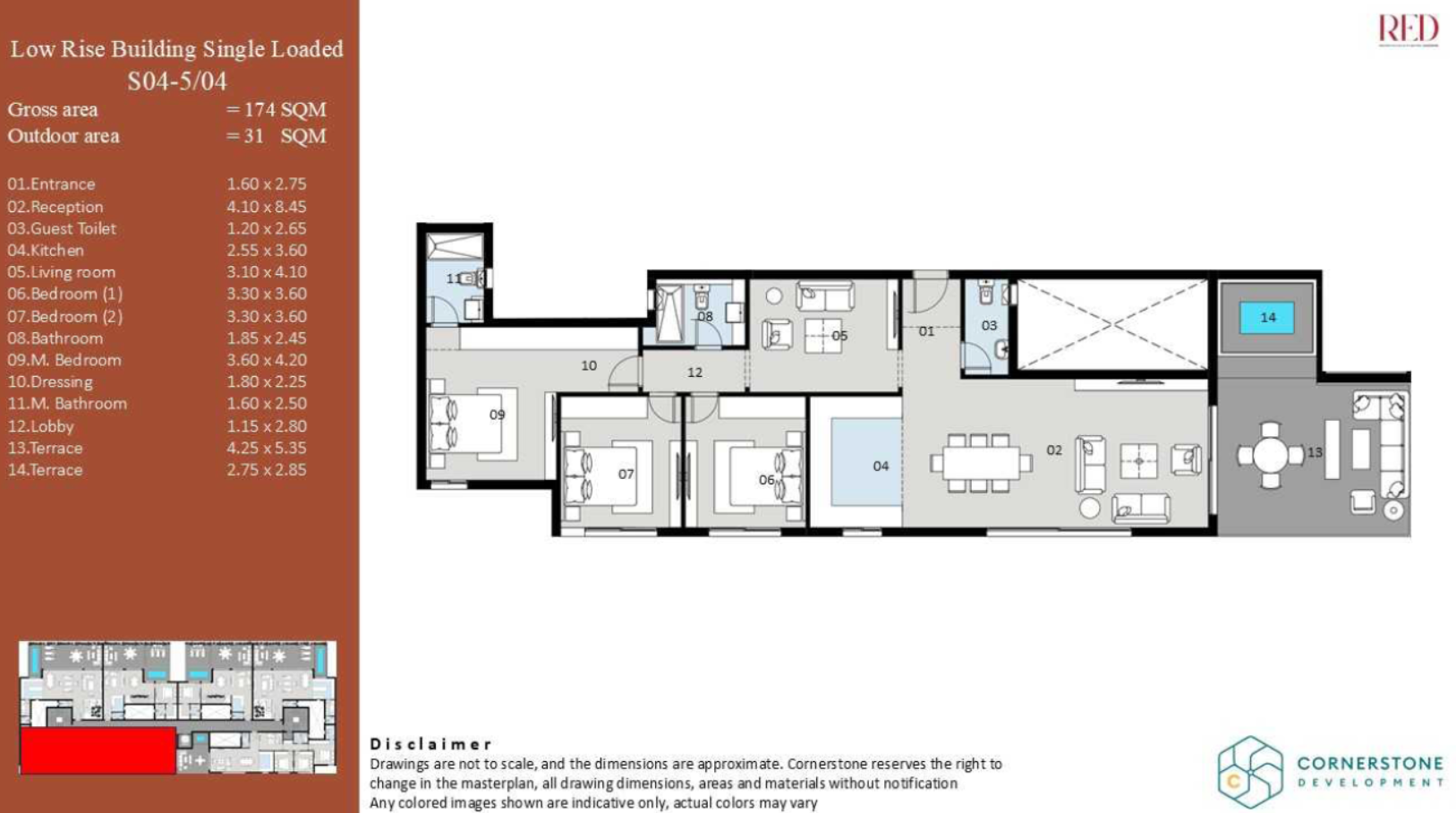 Floor plan for penthouse at Red