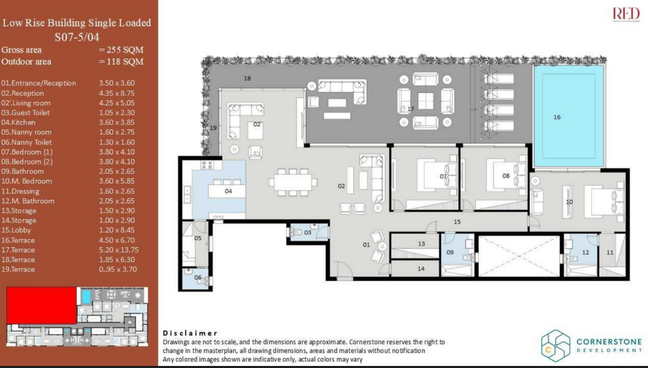 Floor plan for penthouse at Red