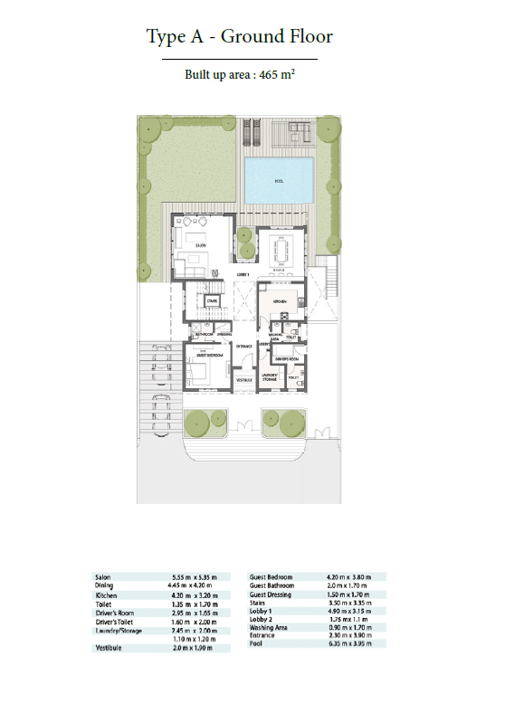 Floor plan for villa at Naia West