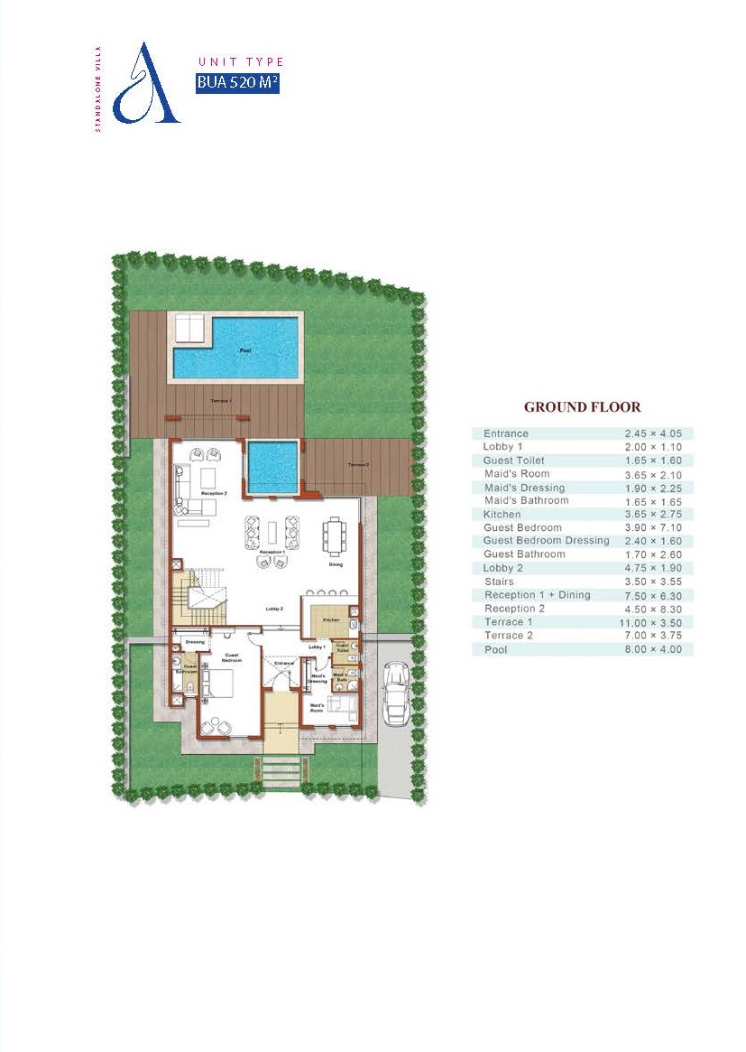 Floor plan for villa at Naia Bay-Phase 1