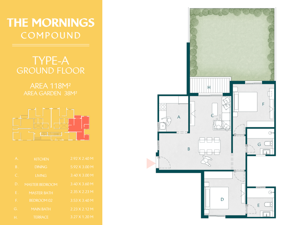 Floor plan for apartment at The Mornings