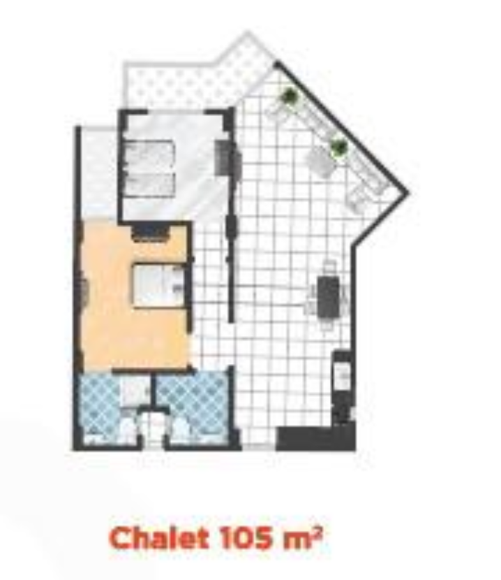 Floor plan for chalet at Cape Bay Blumar Lasirena