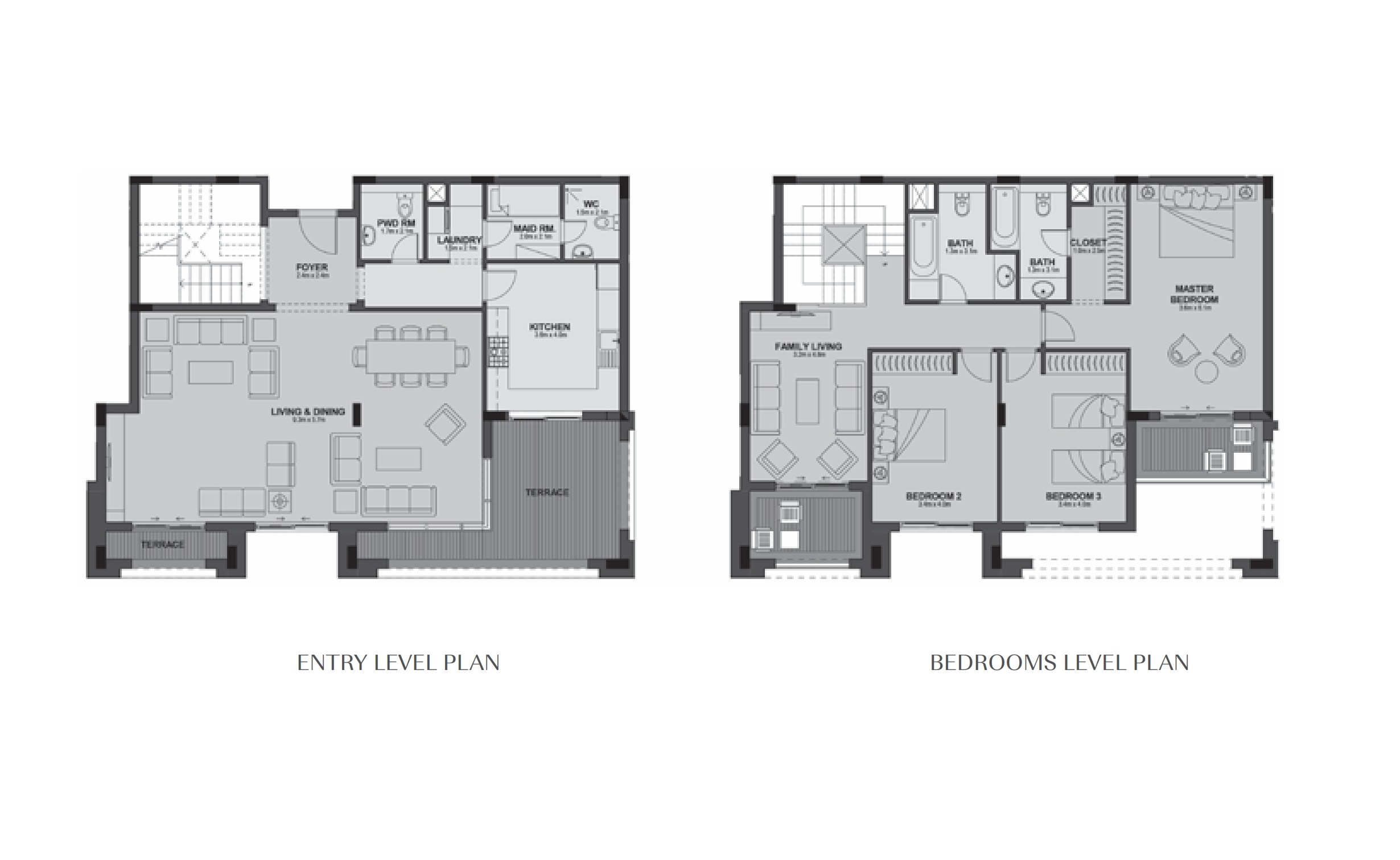 Floor plan for duplex at Uptown Cairo