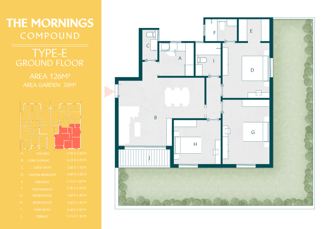 Floor plan for apartment at The Mornings
