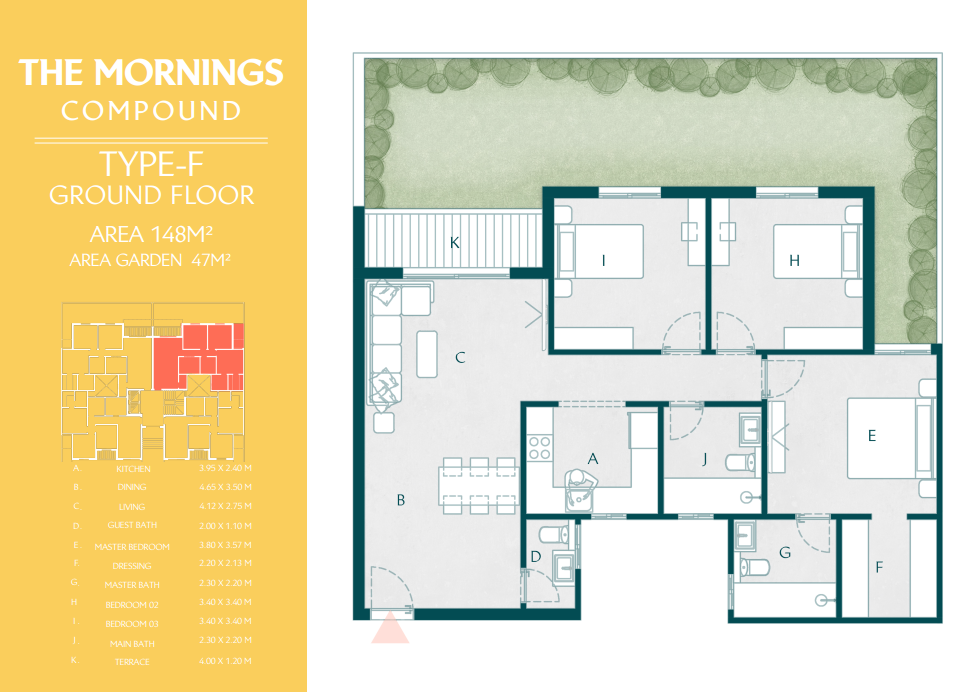 Floor plan for apartment at The Mornings