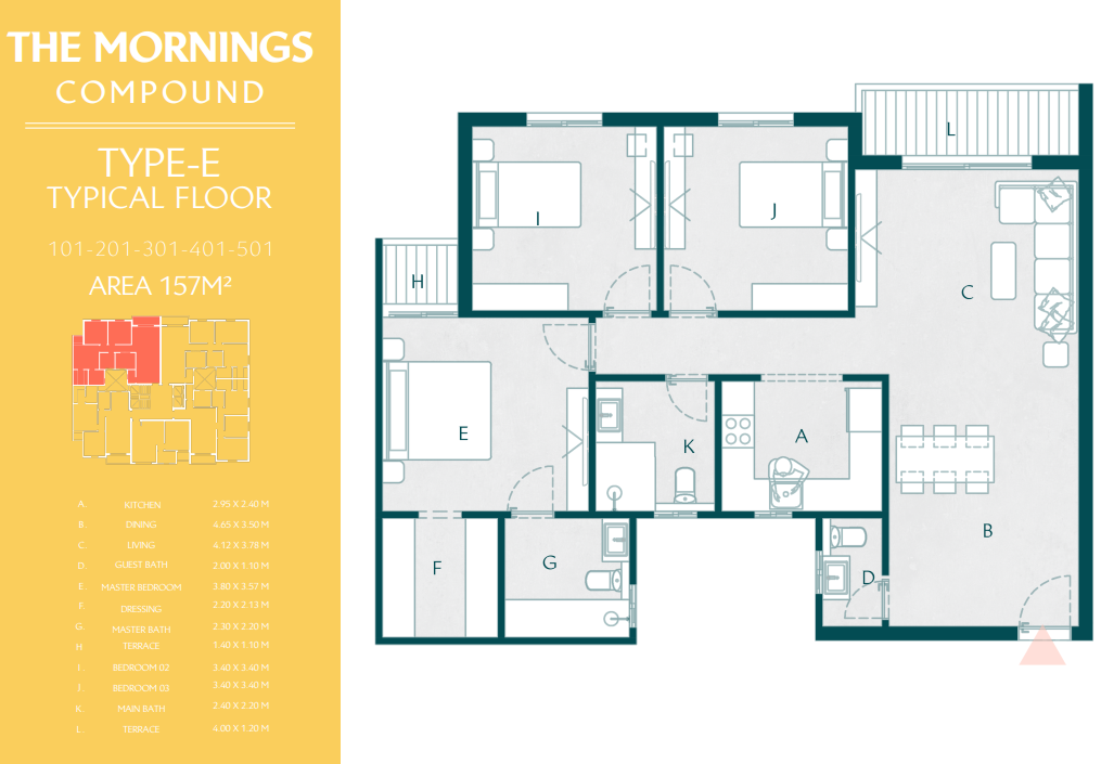 Floor plan for apartment at The Mornings
