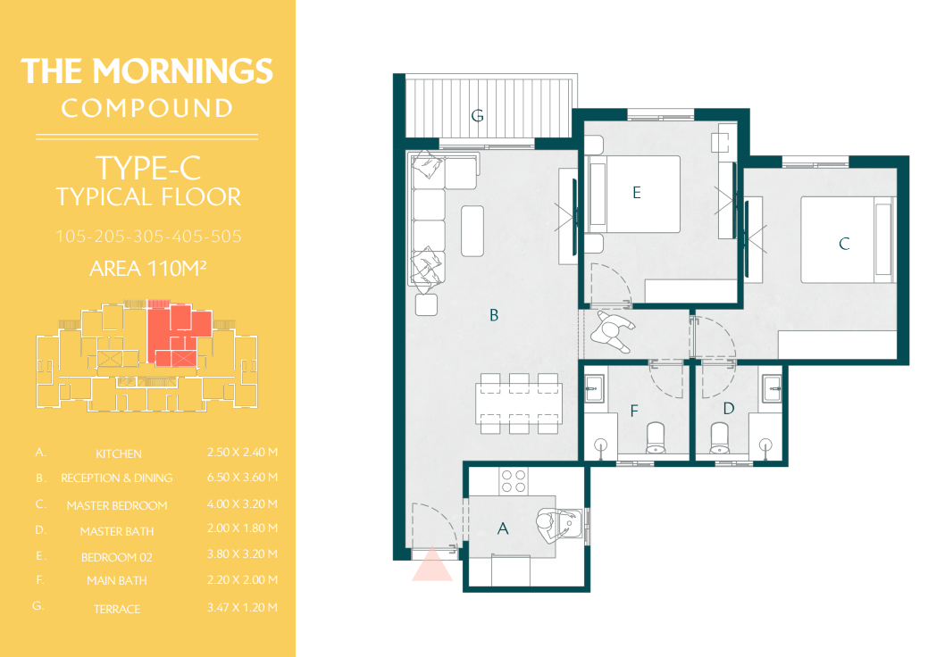 Floor plan for apartment at The Mornings