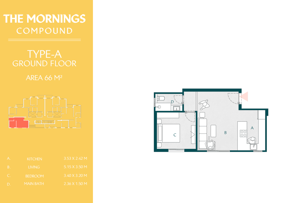 Floor plan for apartment at The Mornings