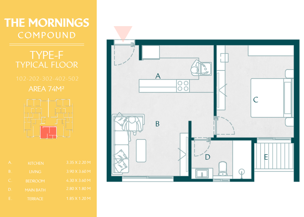 Floor plan for apartment at The Mornings