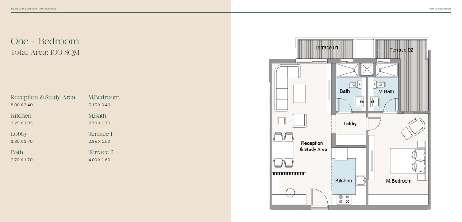 Floor plan for apartment at Oak Residences-Stone Park