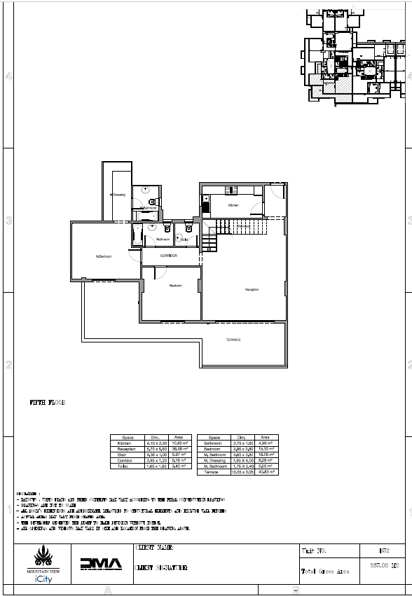 Floor plan for penthouse at Mountain View ICity New Cairo