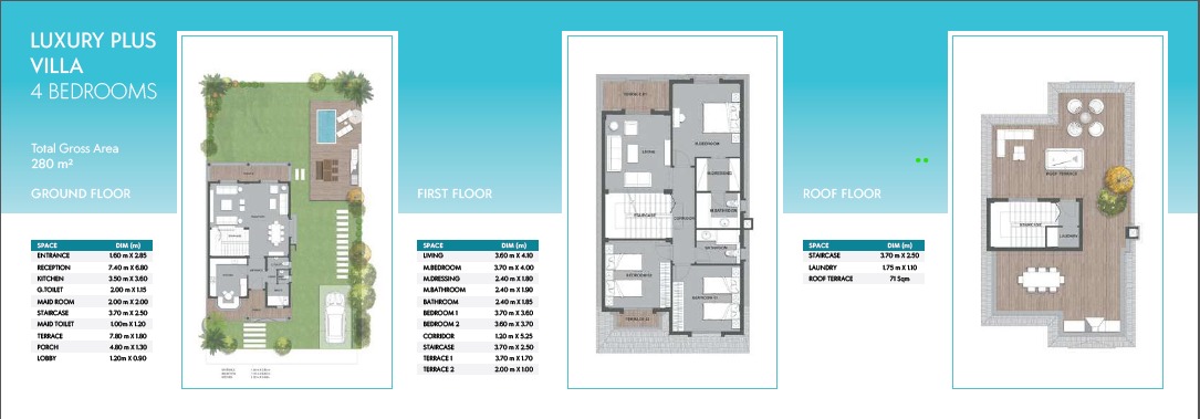 Floor plan for villa at Lagoon Beach Park Mountain View I City New Cairo