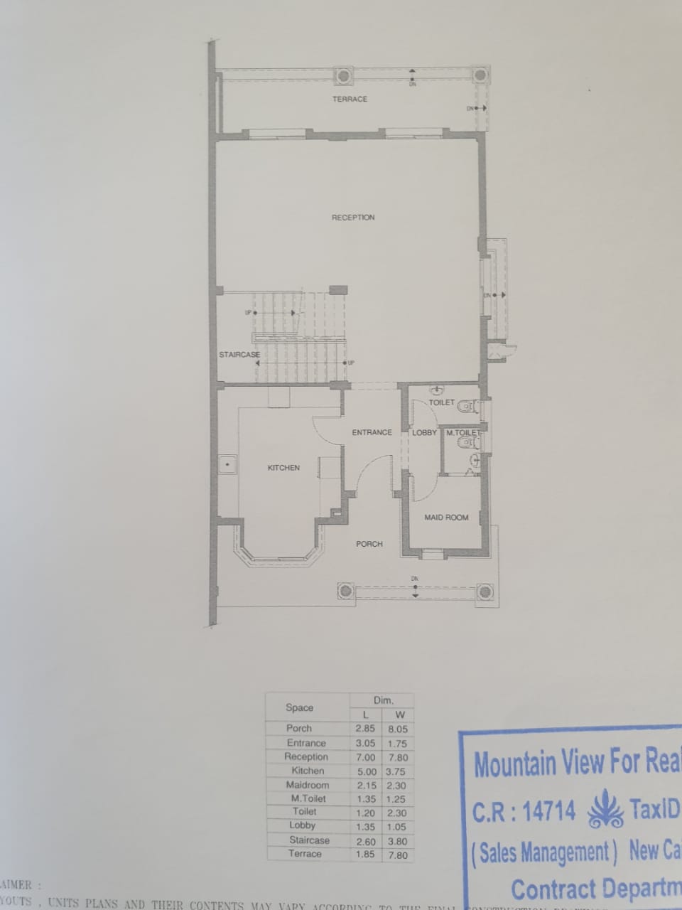 Floor plan for villa at Aliva Mountain View Mostakbal City