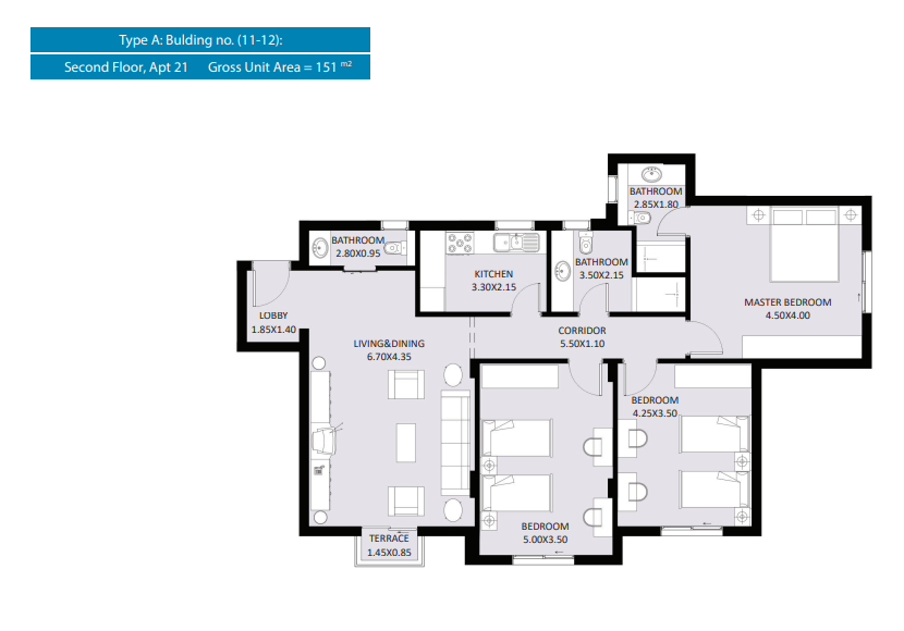 Floor plan for apartment at El Fustat