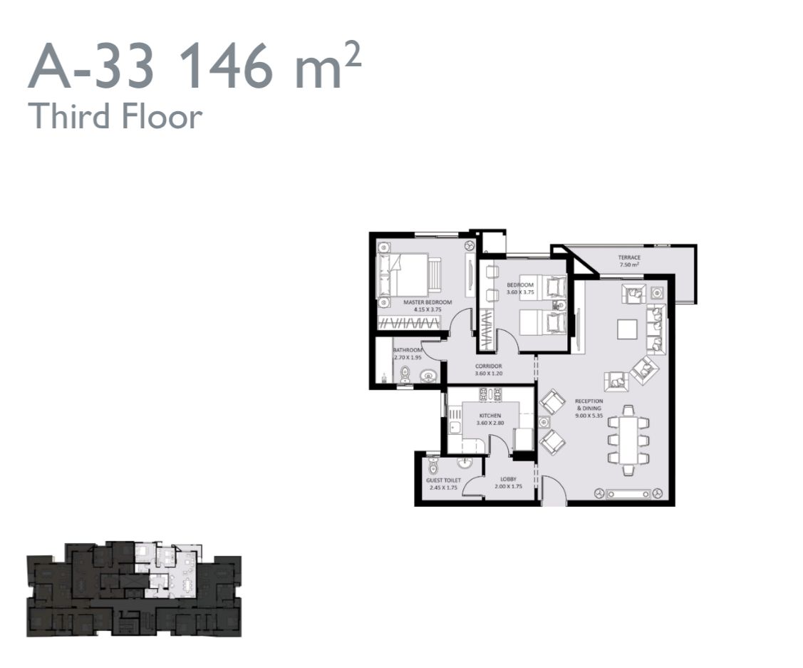 Floor plan for apartment at El Fustat