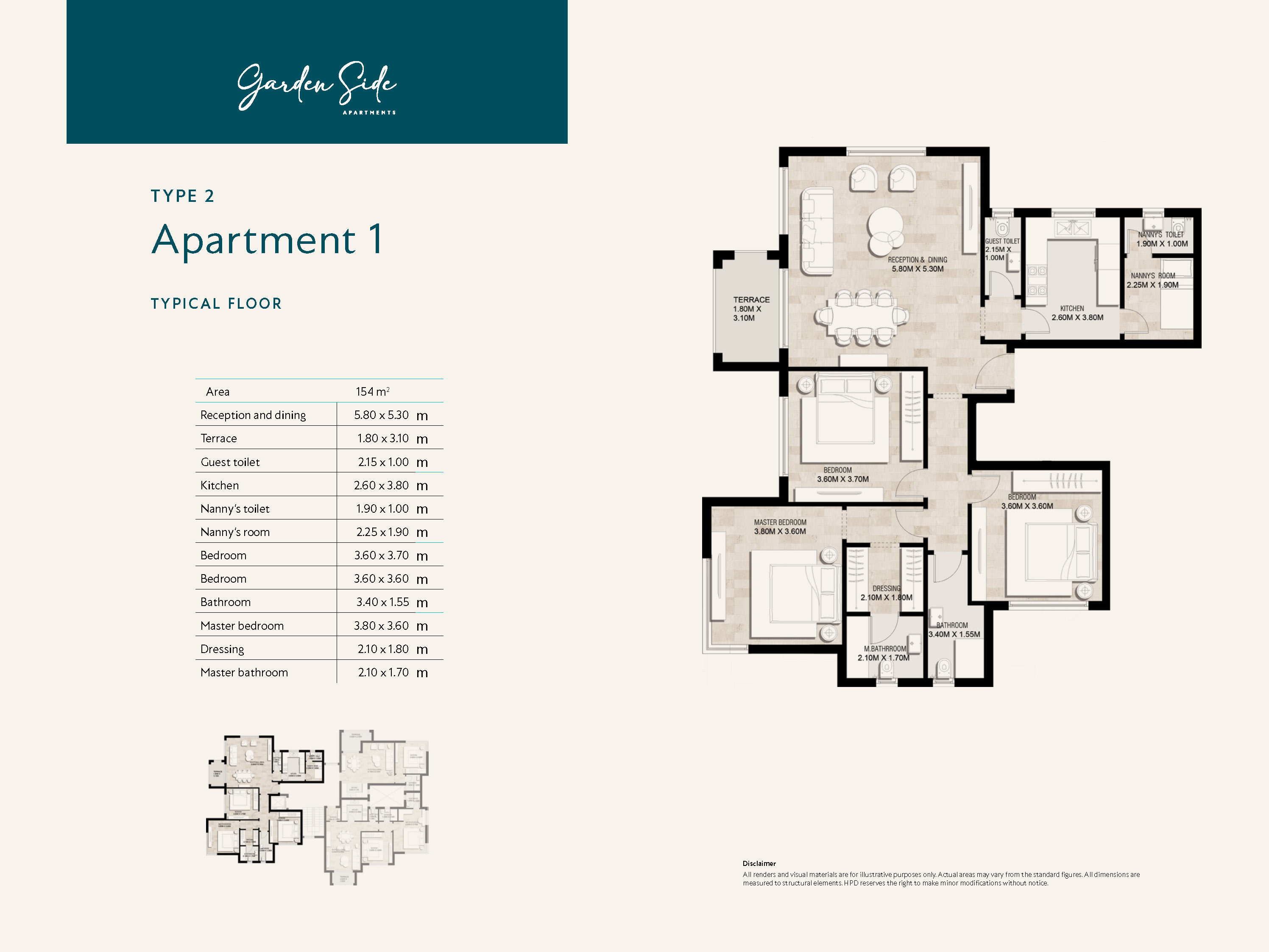 Floor plan for apartment at Garden Side