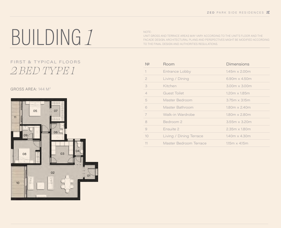 Floor plan for apartment at Park Side Residences