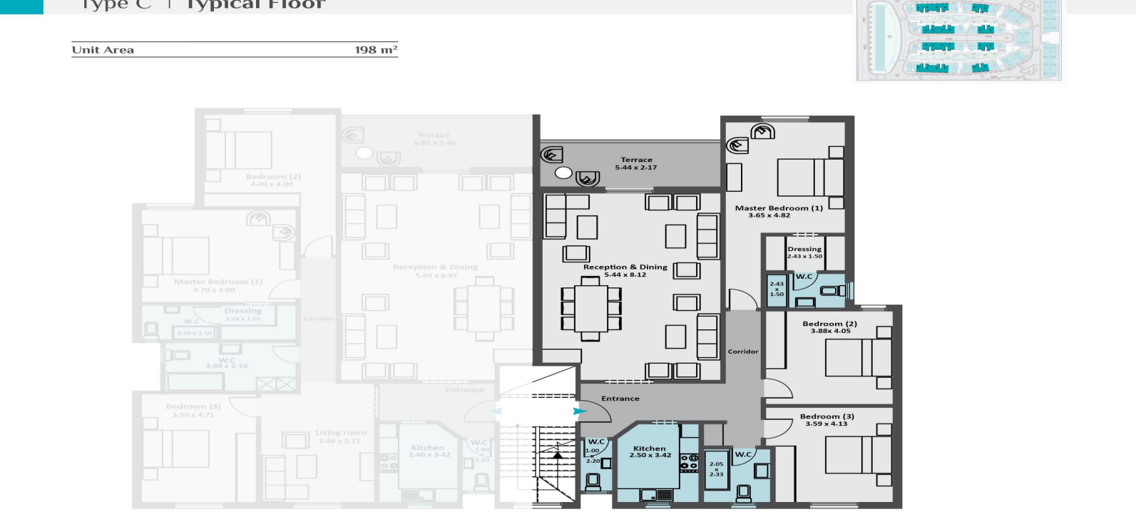 Floor plan for apartment at Rock Vera