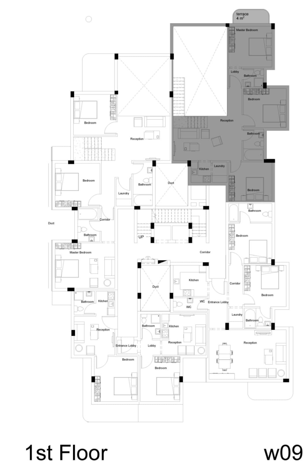 Floor plan for duplex at White Residence