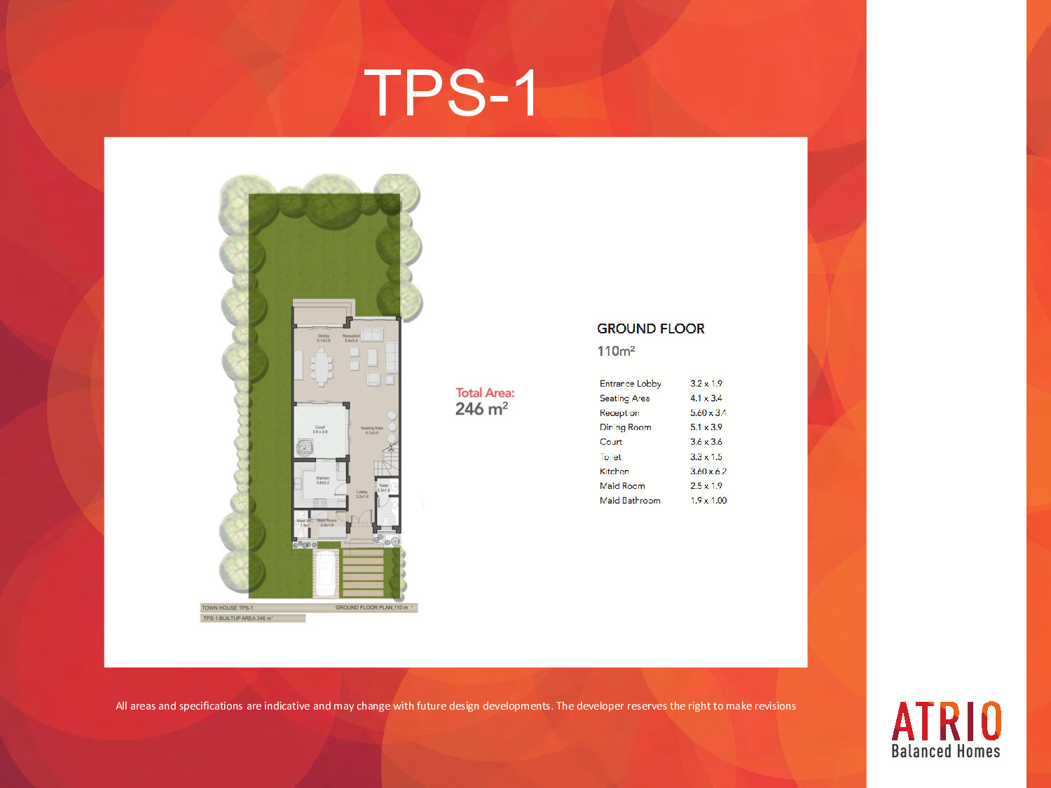 Floor plan for townhouse at ATRIO