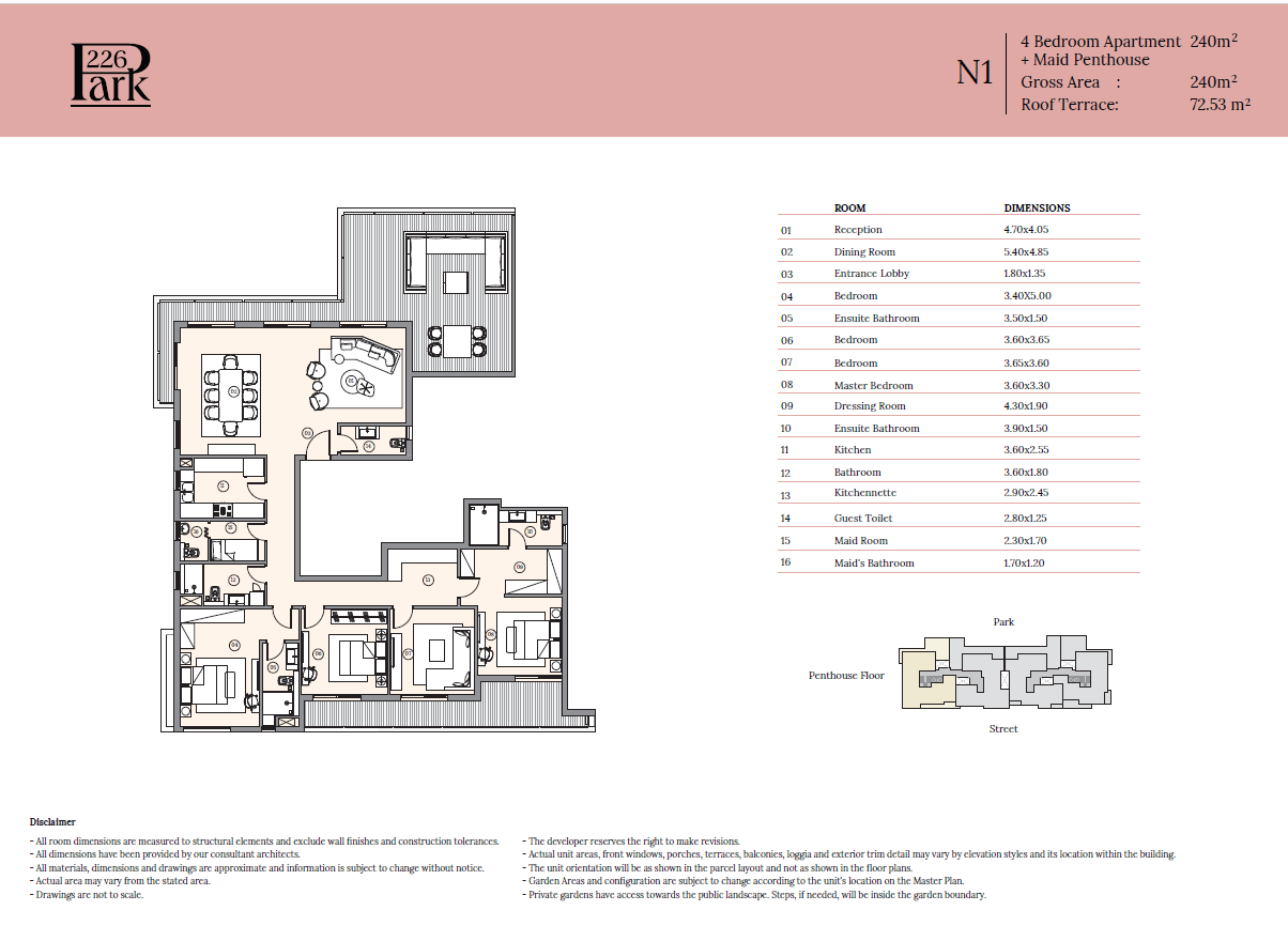 Floor plan for penthouse at Haptown Park 226